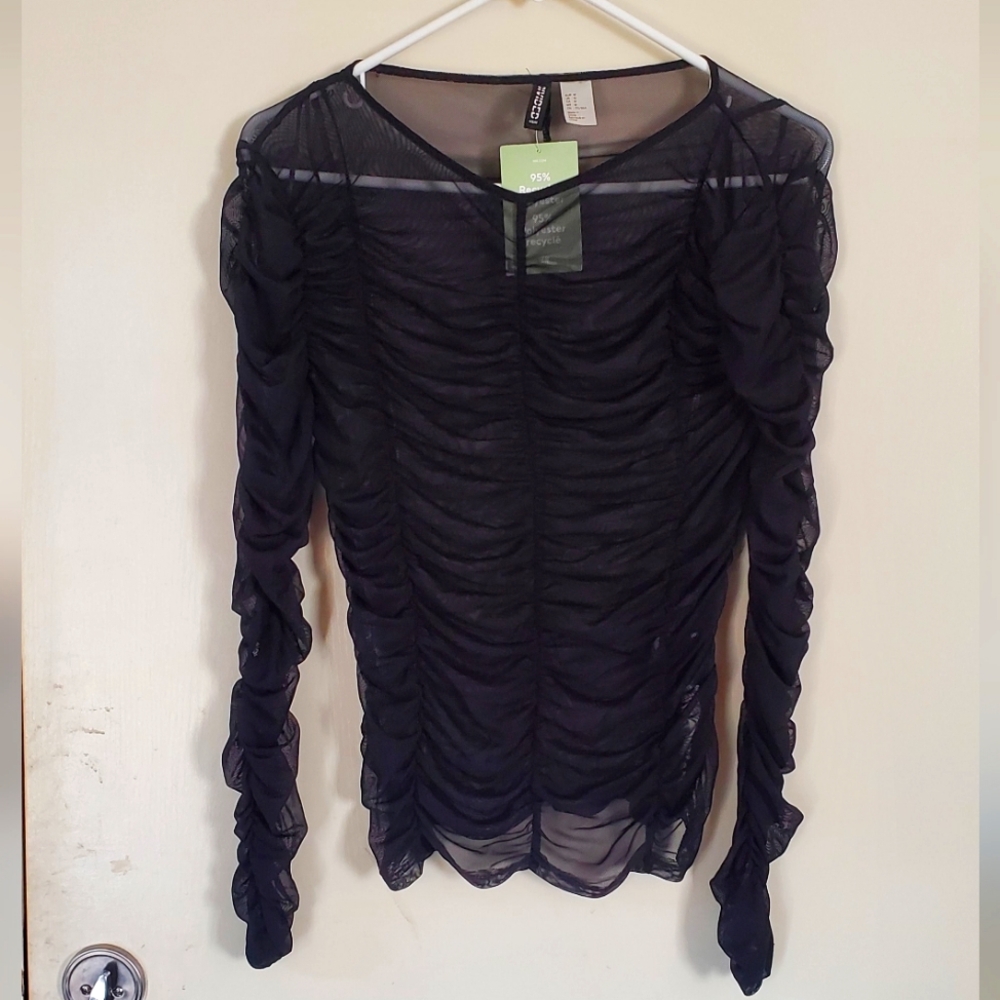 H&M Divided Black Sheer Top Medium #2